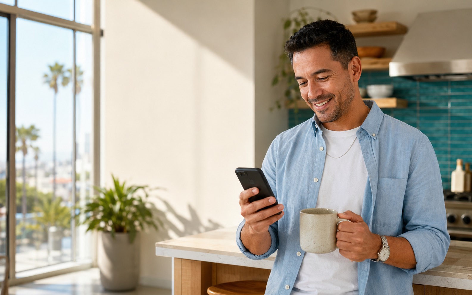 Business owner enjoying a quiet morning while 26Automations handles follow-up